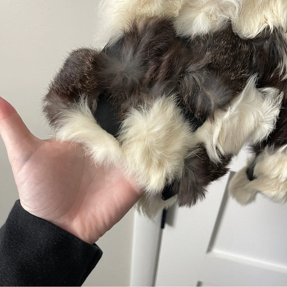 Vintage rabbit fur patchwork coat - size large, made in Korea - Picture 12 of 14